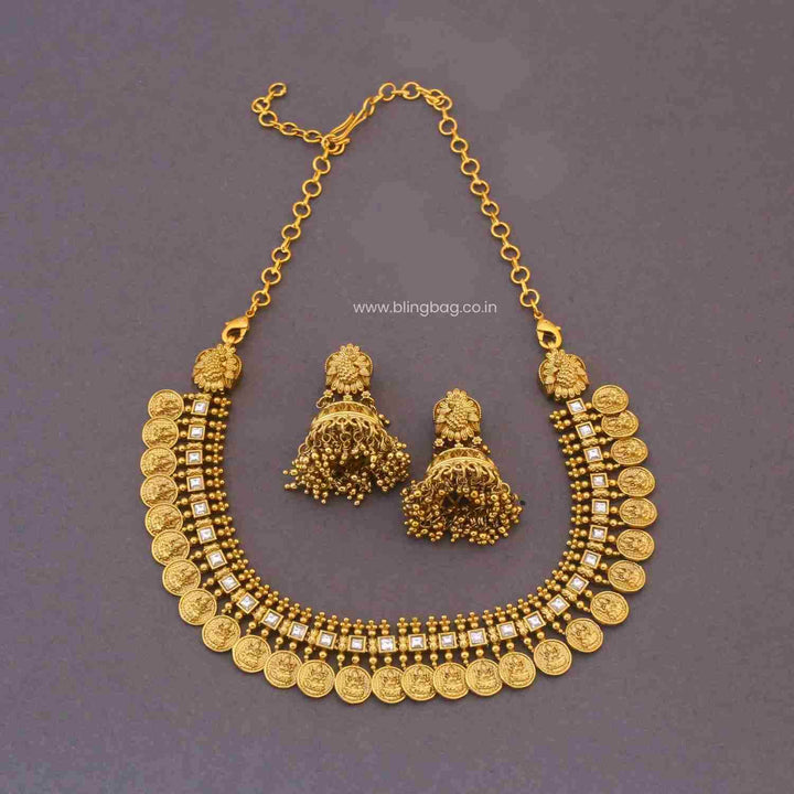 Golden Rukminiya Temple Jewellery Set - New Arrival