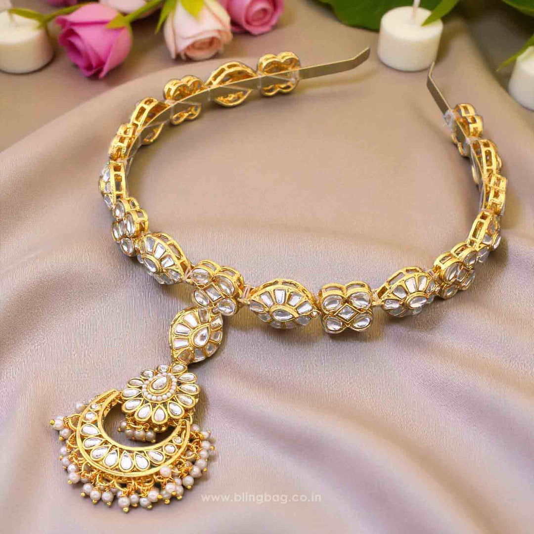 Golden Sarangi Hairband With Tikka