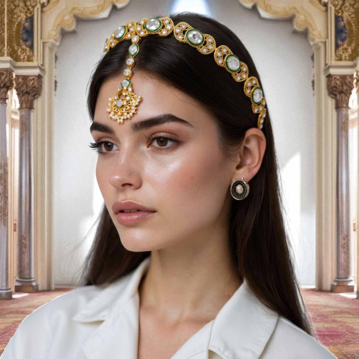 Golden Sayli Hairband With Tikka