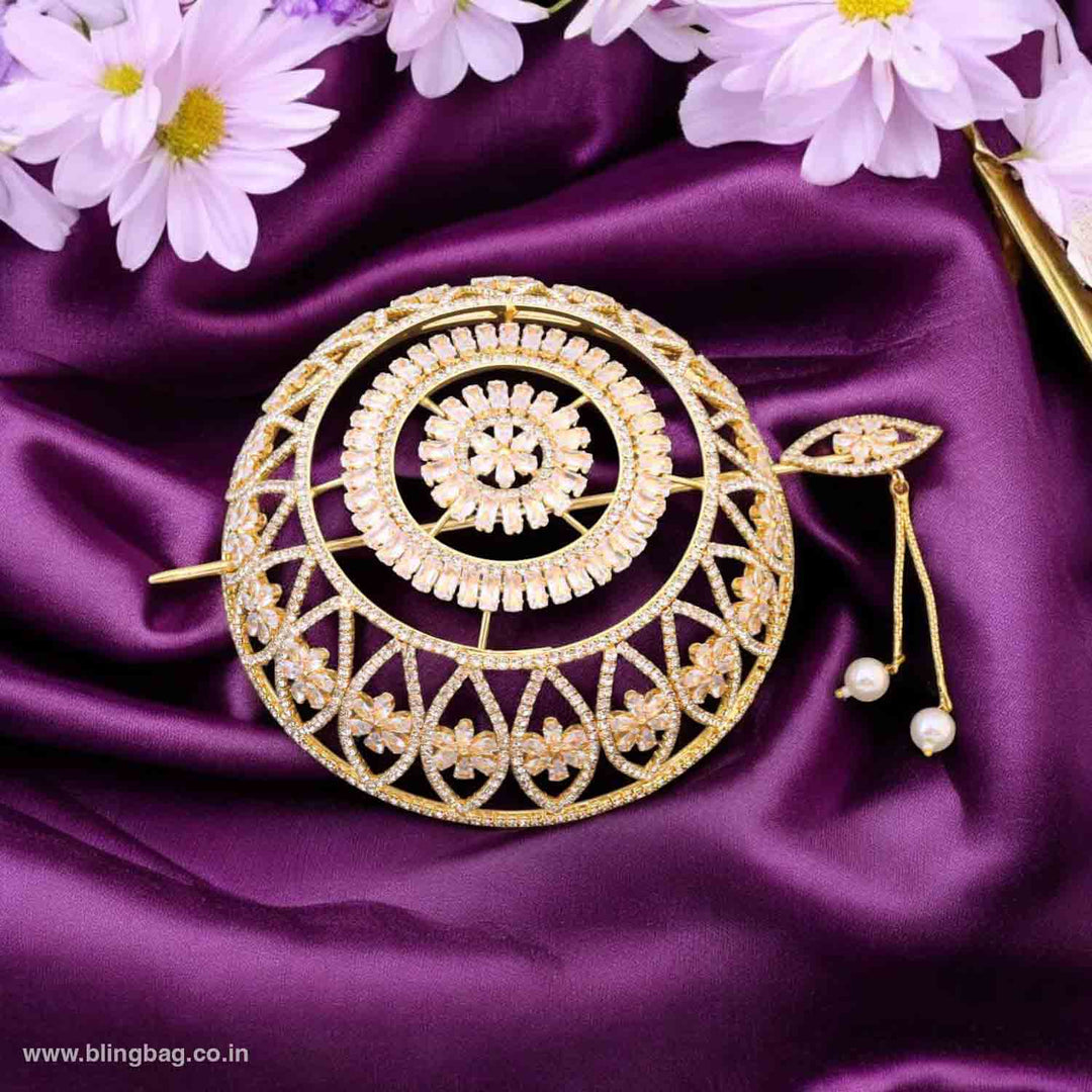 Golden Siyaita Zirconia Large Hair Bun Cage