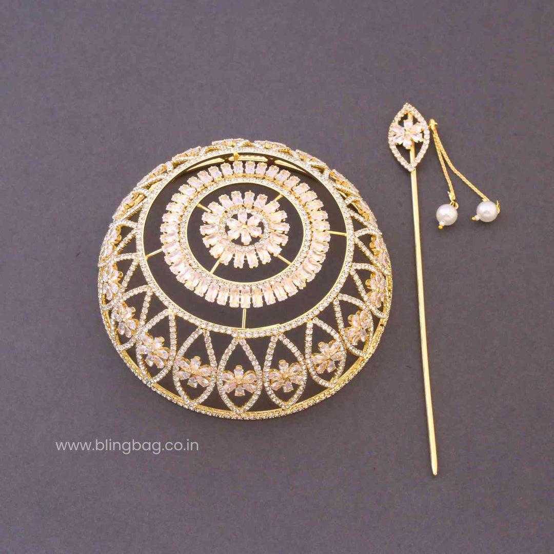 Golden Siyaita Zirconia Large Hair Bun Cage