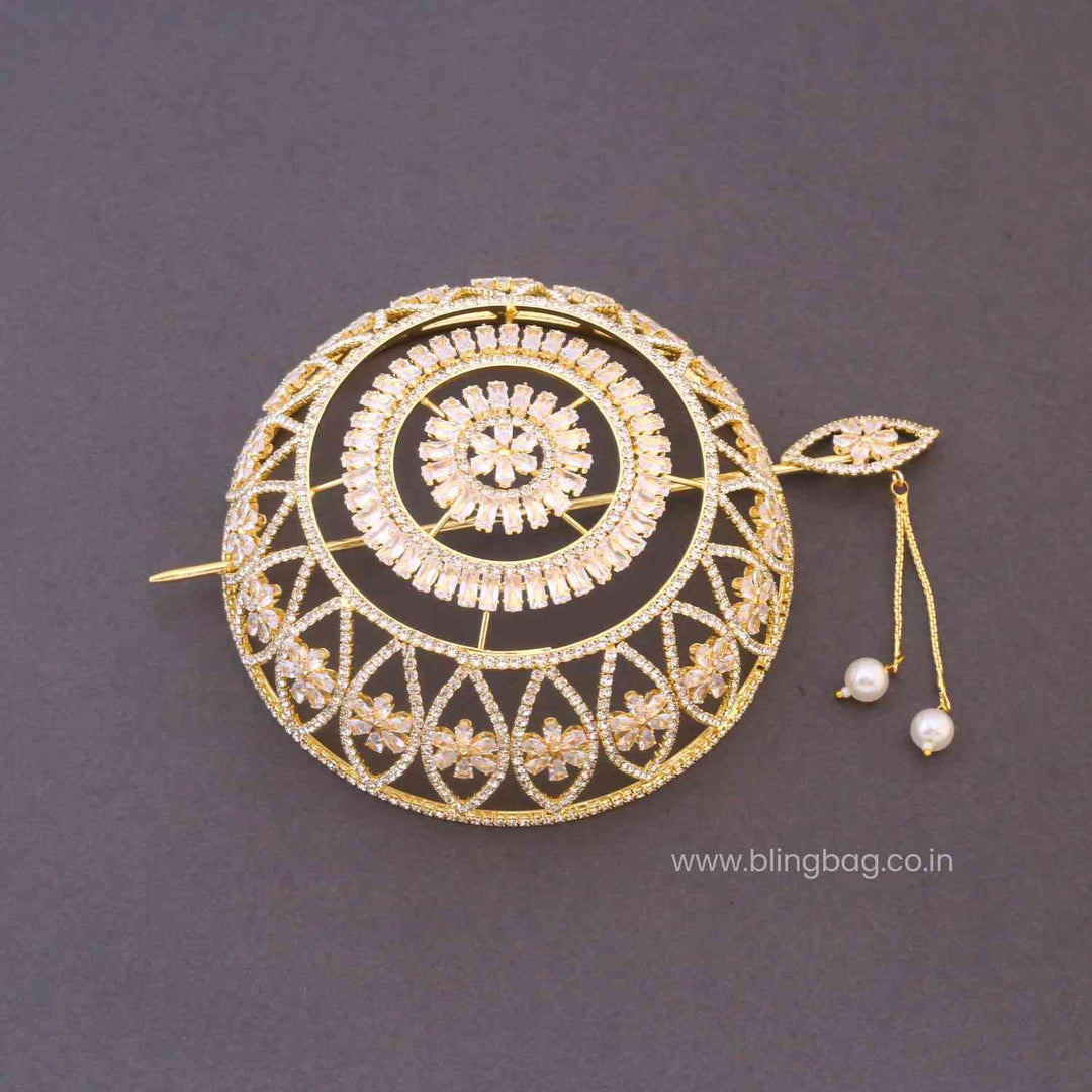 Golden Siyaita Zirconia Large Hair Bun Cage