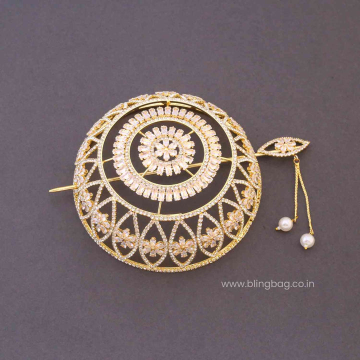 Golden Siyaita Zirconia Large Hair Bun Cage