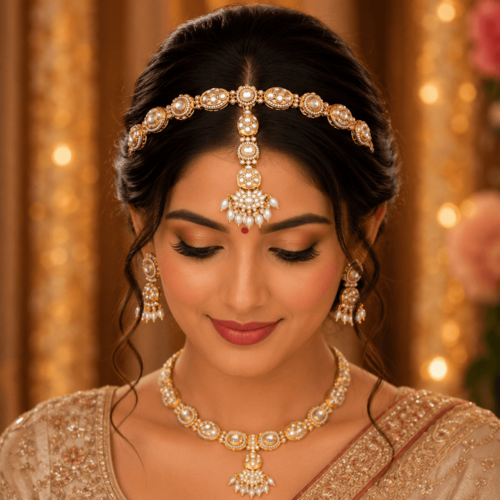 Golden Snehai Hairband With Tikka