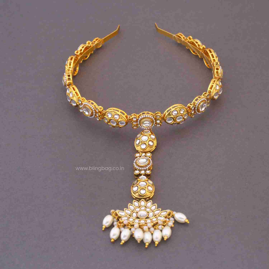 Golden Snehai Hairband With Tikka