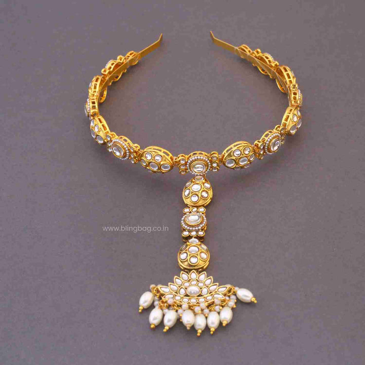 Golden Snehai Hairband With Tikka