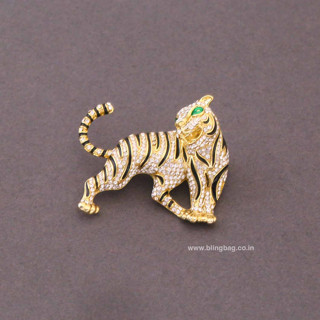 Golden Spark Tiger Brooch