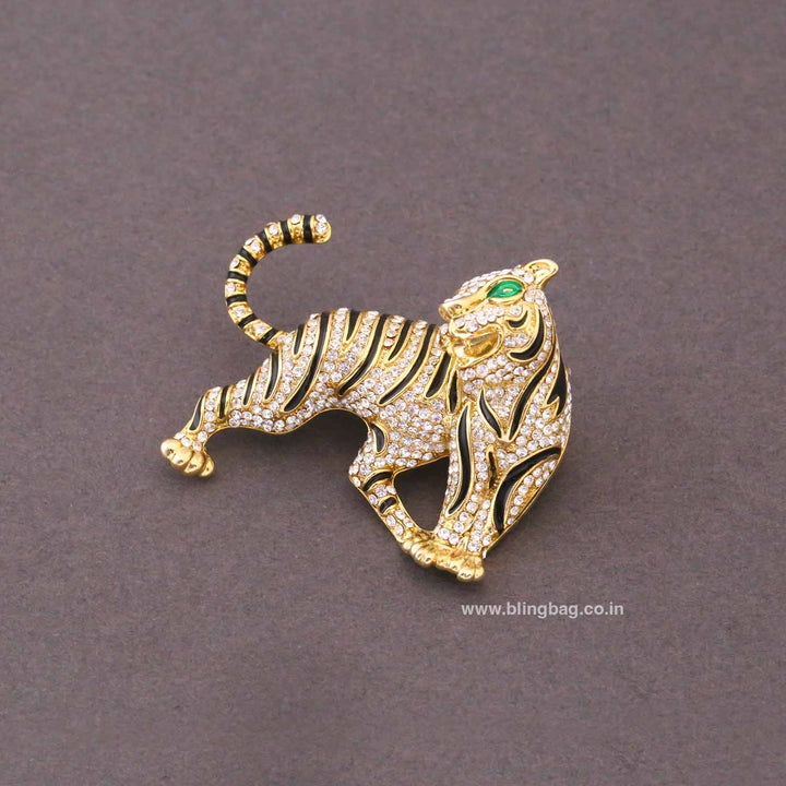 Golden Spark Tiger Brooch