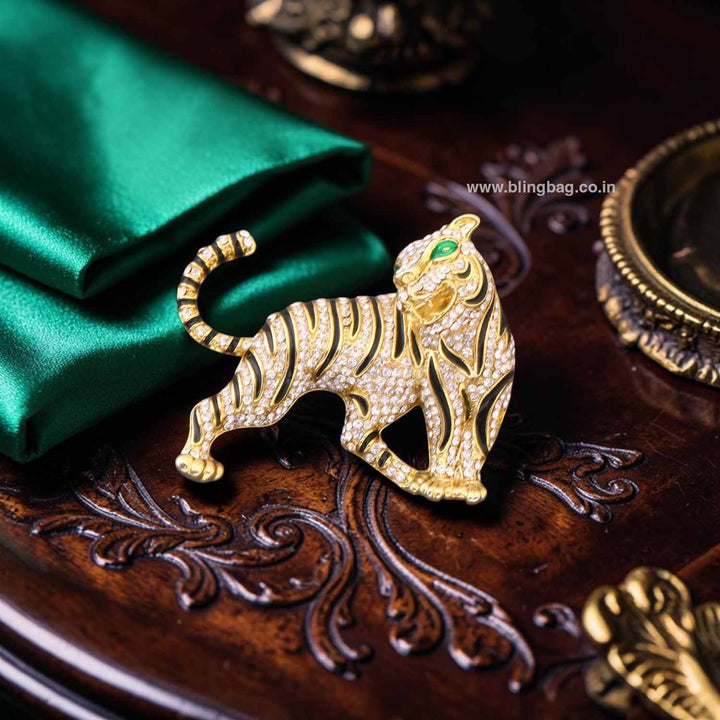 Golden Spark Tiger Brooch