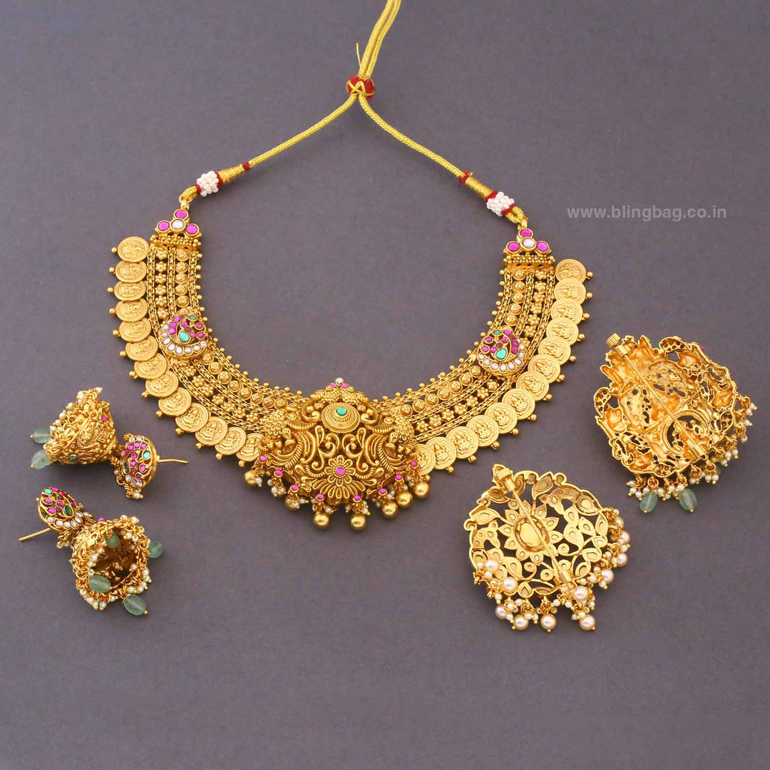 Golden Sreelakshmi Temple Jewellery Set- New Arrival