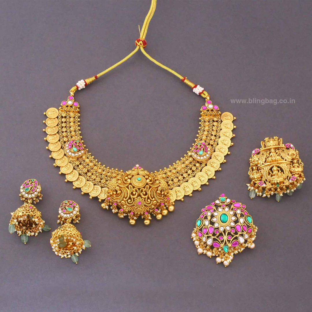 Golden Sreelakshmi Temple Jewellery Set- New Arrival