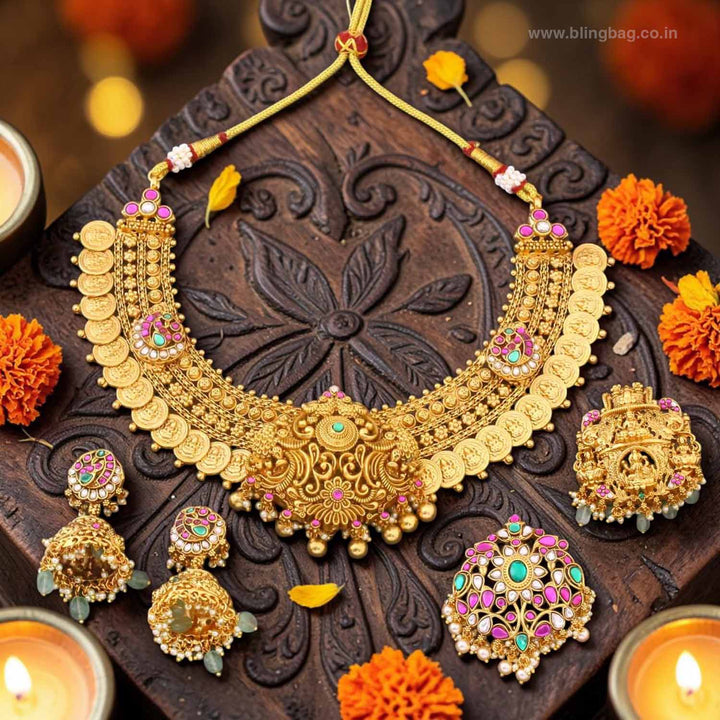 Golden Sreelakshmi Temple Jewellery Set- New Arrival