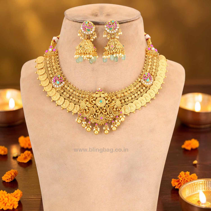 Golden Sreelakshmi Temple Jewellery Set- New Arrival