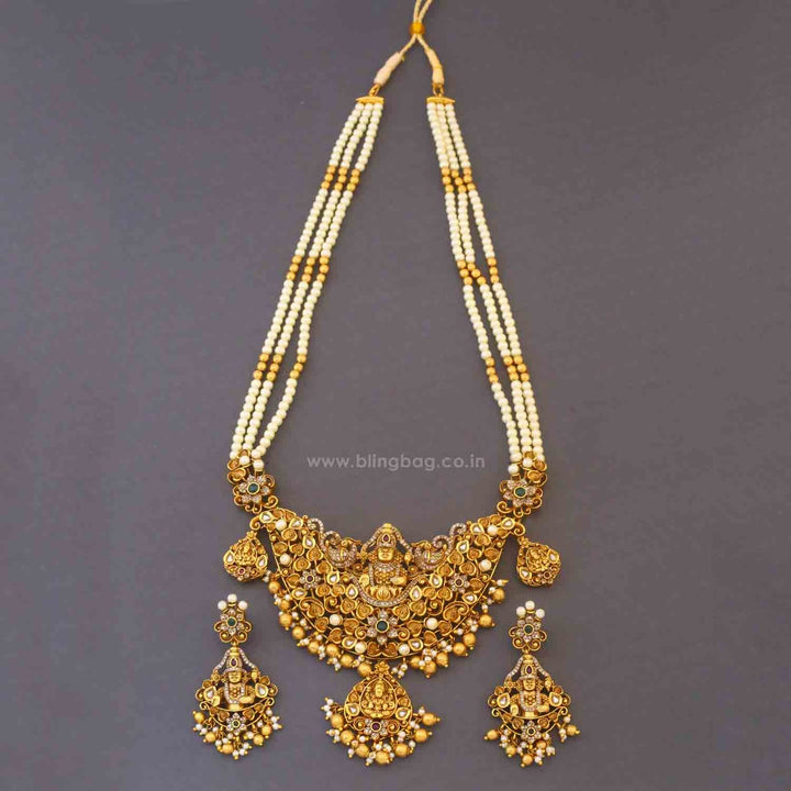 Golden Tripuraya Temple Jewellery Set - New Arrival