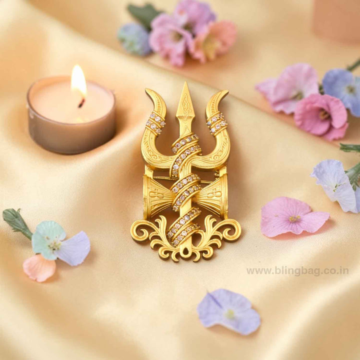 Golden Trishul Heritage Brooch