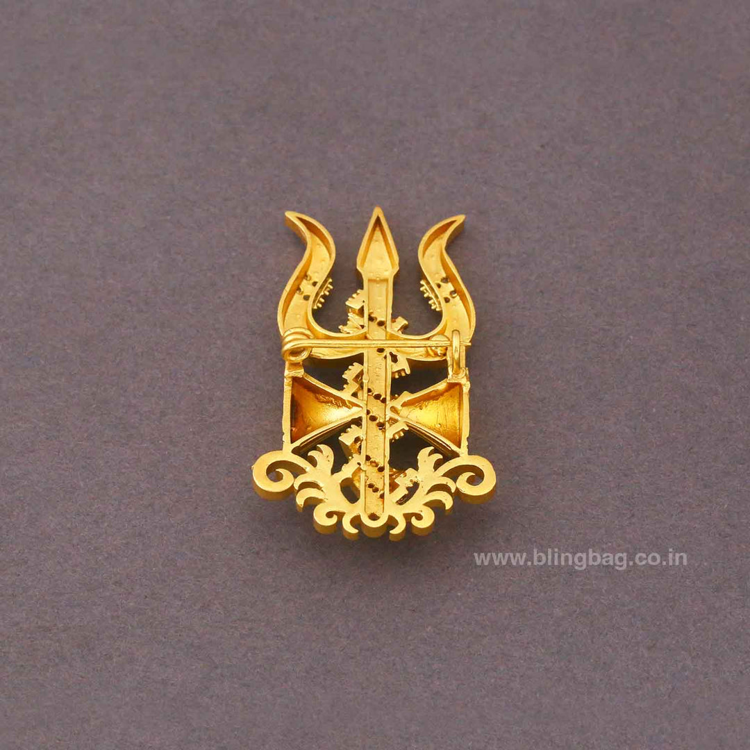 Golden Trishul Heritage Brooch