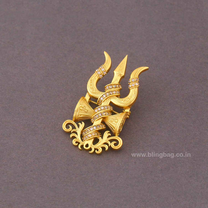 Golden Trishul Heritage Brooch