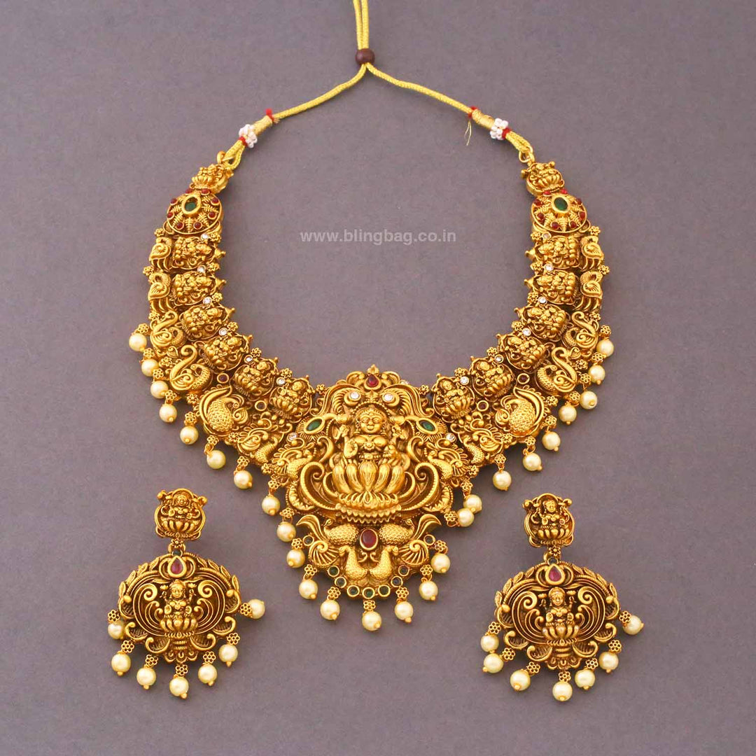 Golden Vamireka Bridal Temple Jewellery Set- New Arrival