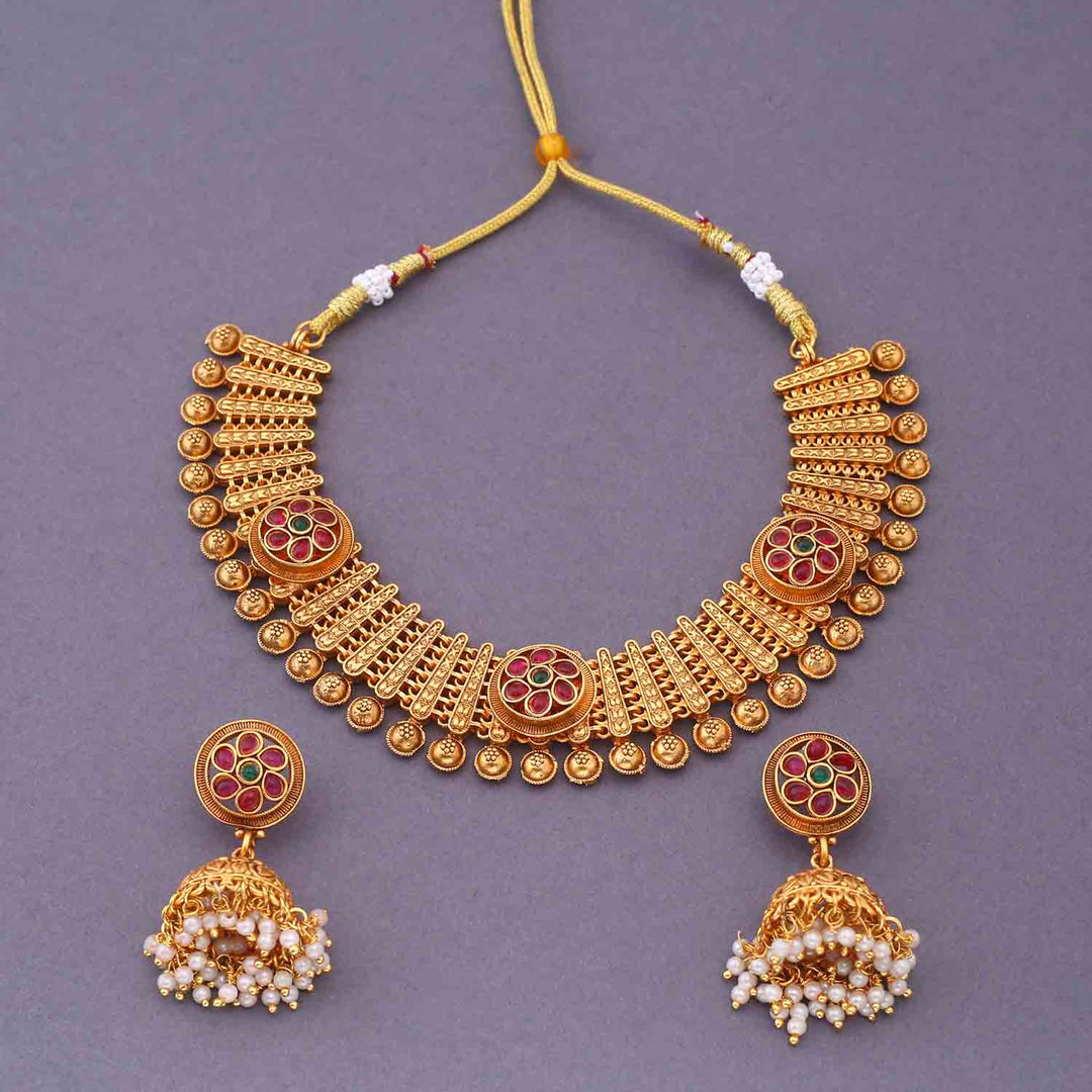Golden Vinayak Antique Jewellery Set - New Arrival