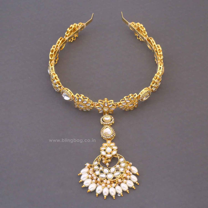 Golden Visra Hairband With Tikka
