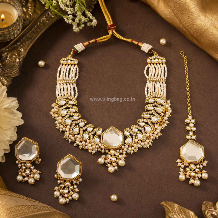 Ivory Aishika Kundan Jewellery Set