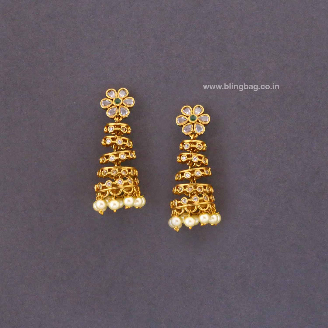 Ivory Damie Victorian Jhumkis