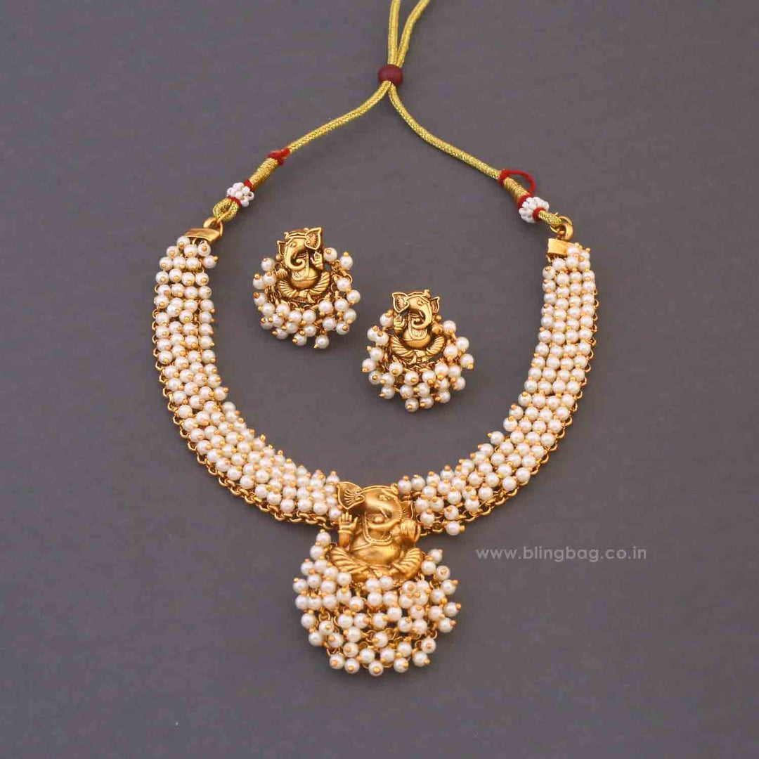 Ivory Ganakrida Temple Jewellery Set - New Arrival