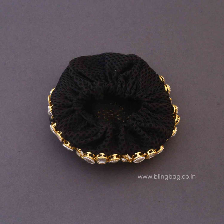 Ivory Keerthia Kundan Hair Bun Cage