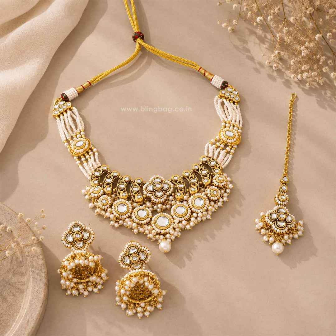 Ivory Lahari Kundan Jewellery Set