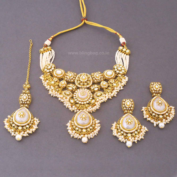Ivory Lavaani Kundan Jewellery Set
