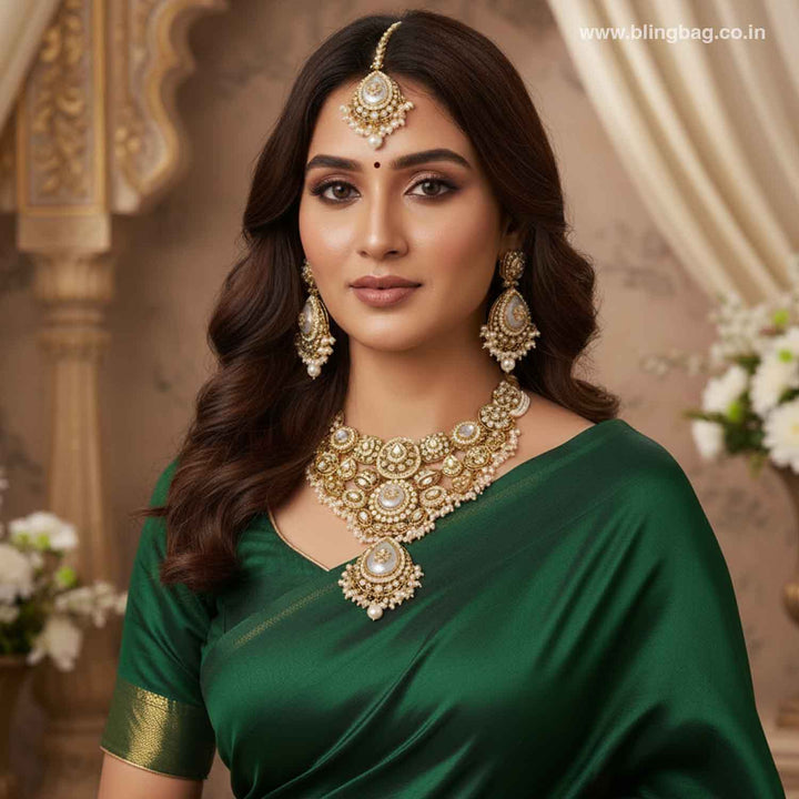 Ivory Lavaani Kundan Jewellery Set