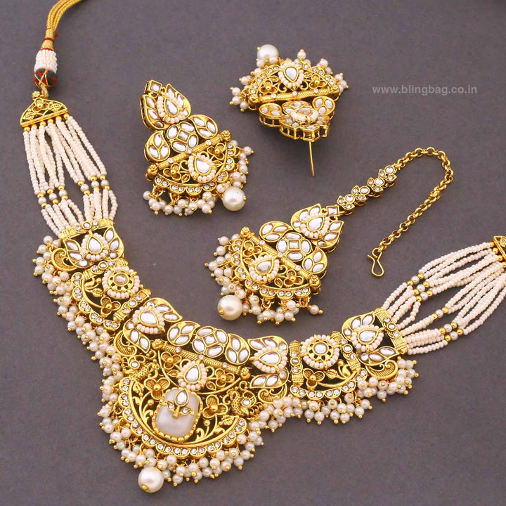Ivory Mayurika Kundan Jewellery Set