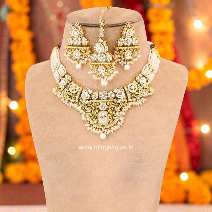 Ivory Mayurika Kundan Jewellery Set