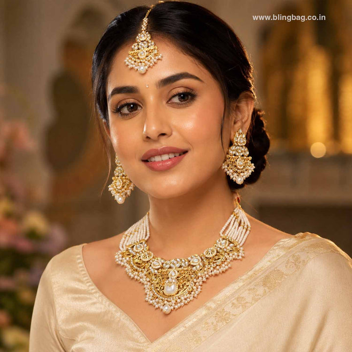 Ivory Mayurika Kundan Jewellery Set