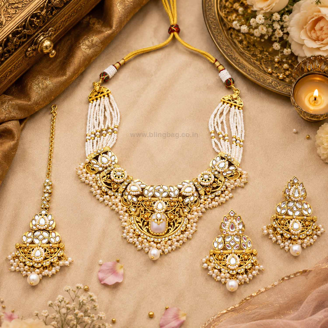 Ivory Mayurika Kundan Jewellery Set