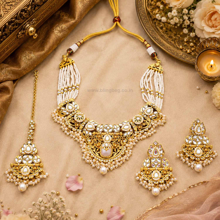 Ivory Mayurika Kundan Jewellery Set