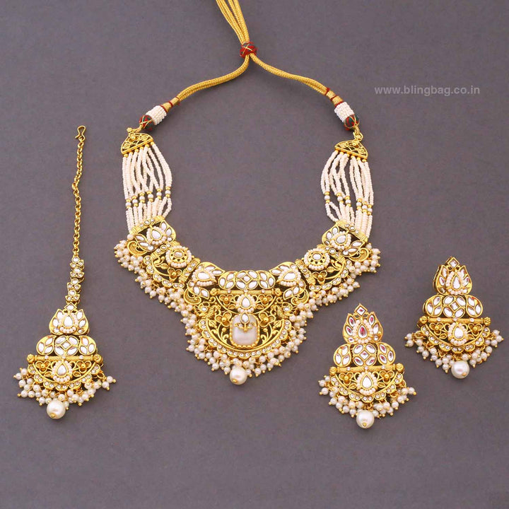Ivory Mayurika Kundan Jewellery Set