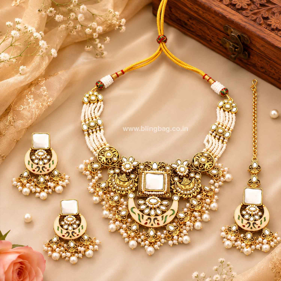 Ivory Neila Kundan Jewellery Set
