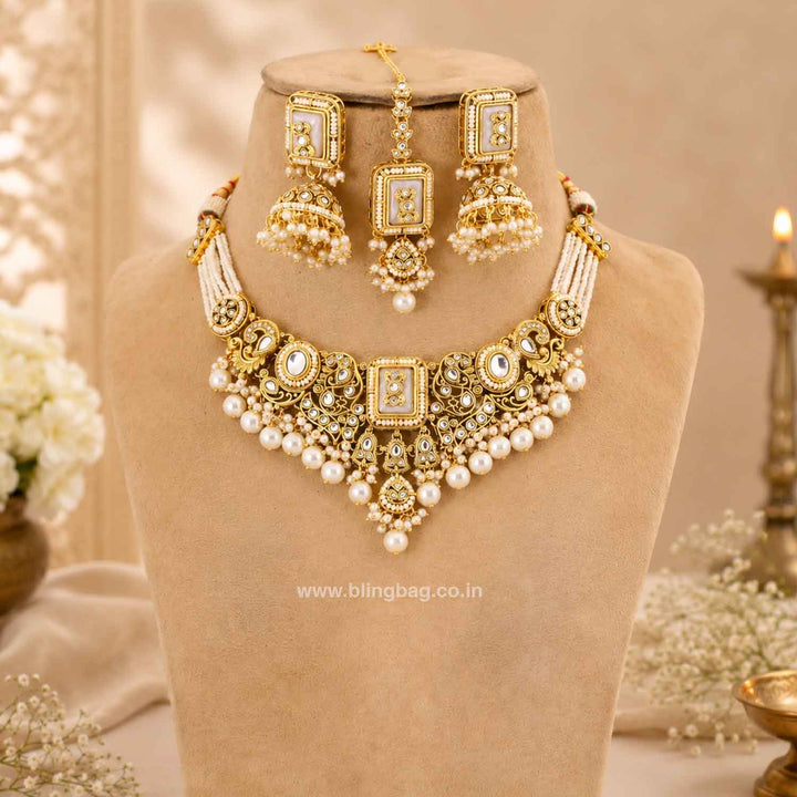 Ivory Pashmora Kundan Jewellery Set