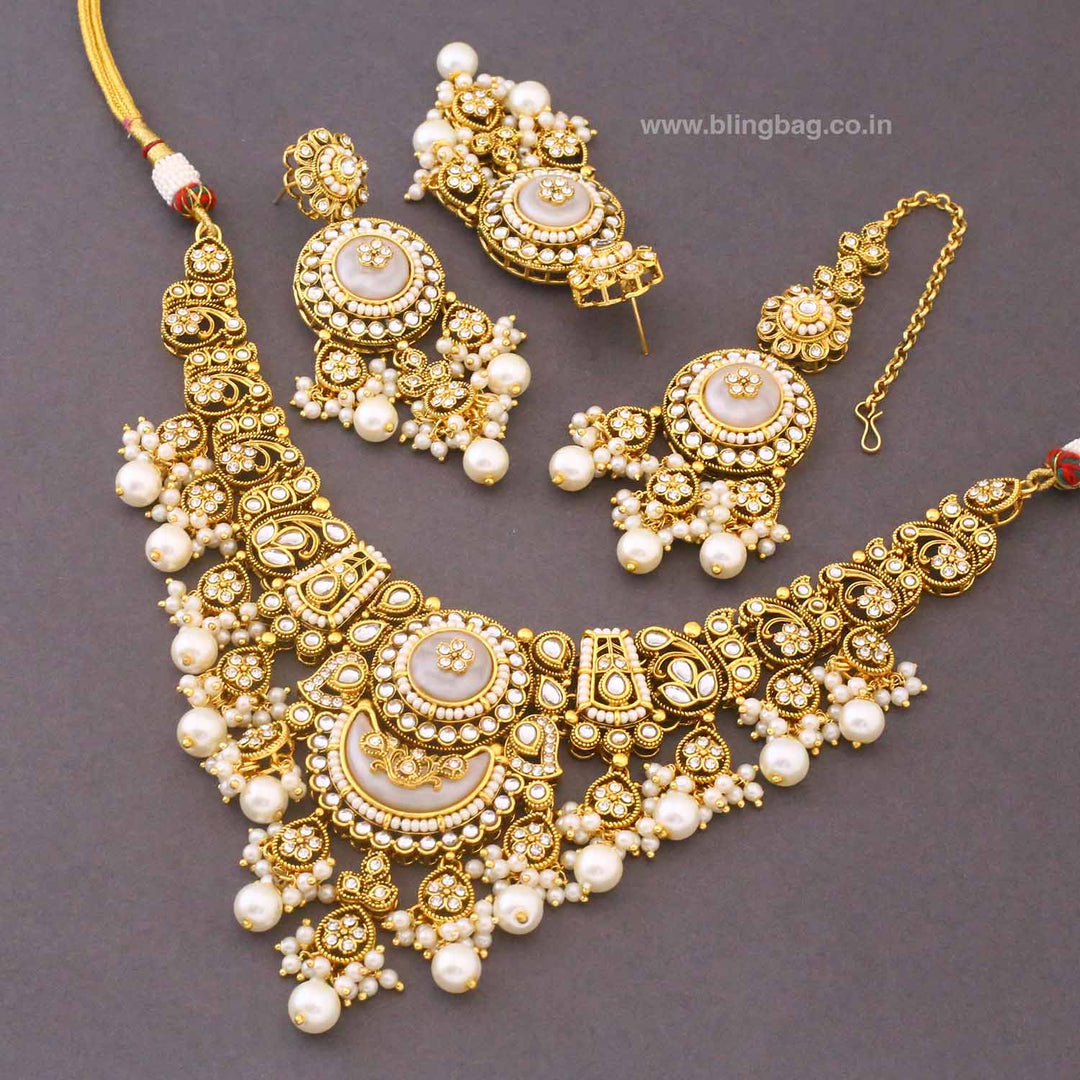 Ivory Rangpankh Kundan Jewellery Set