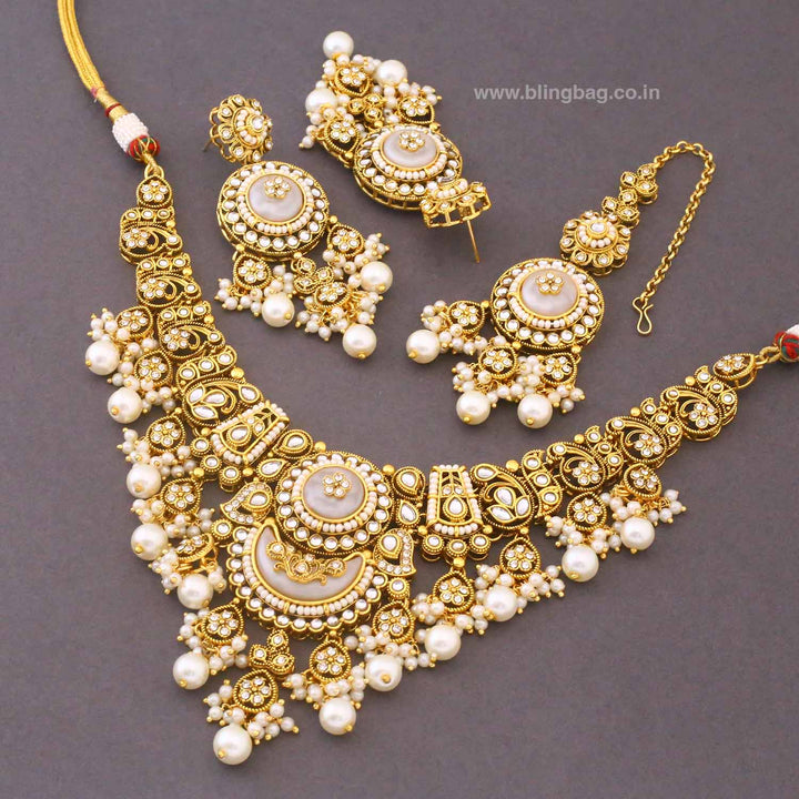 Ivory Rangpankh Kundan Jewellery Set