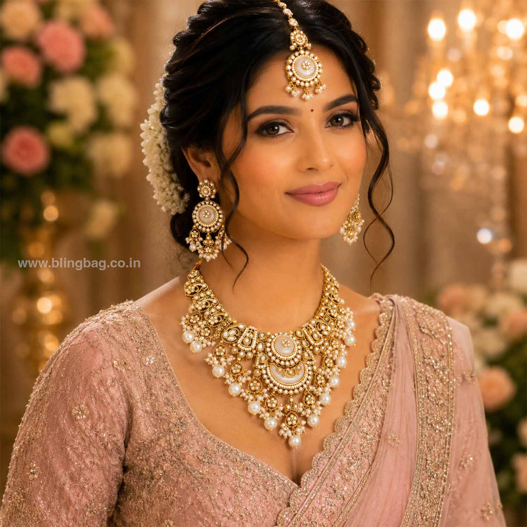 Ivory Rangpankh Kundan Jewellery Set