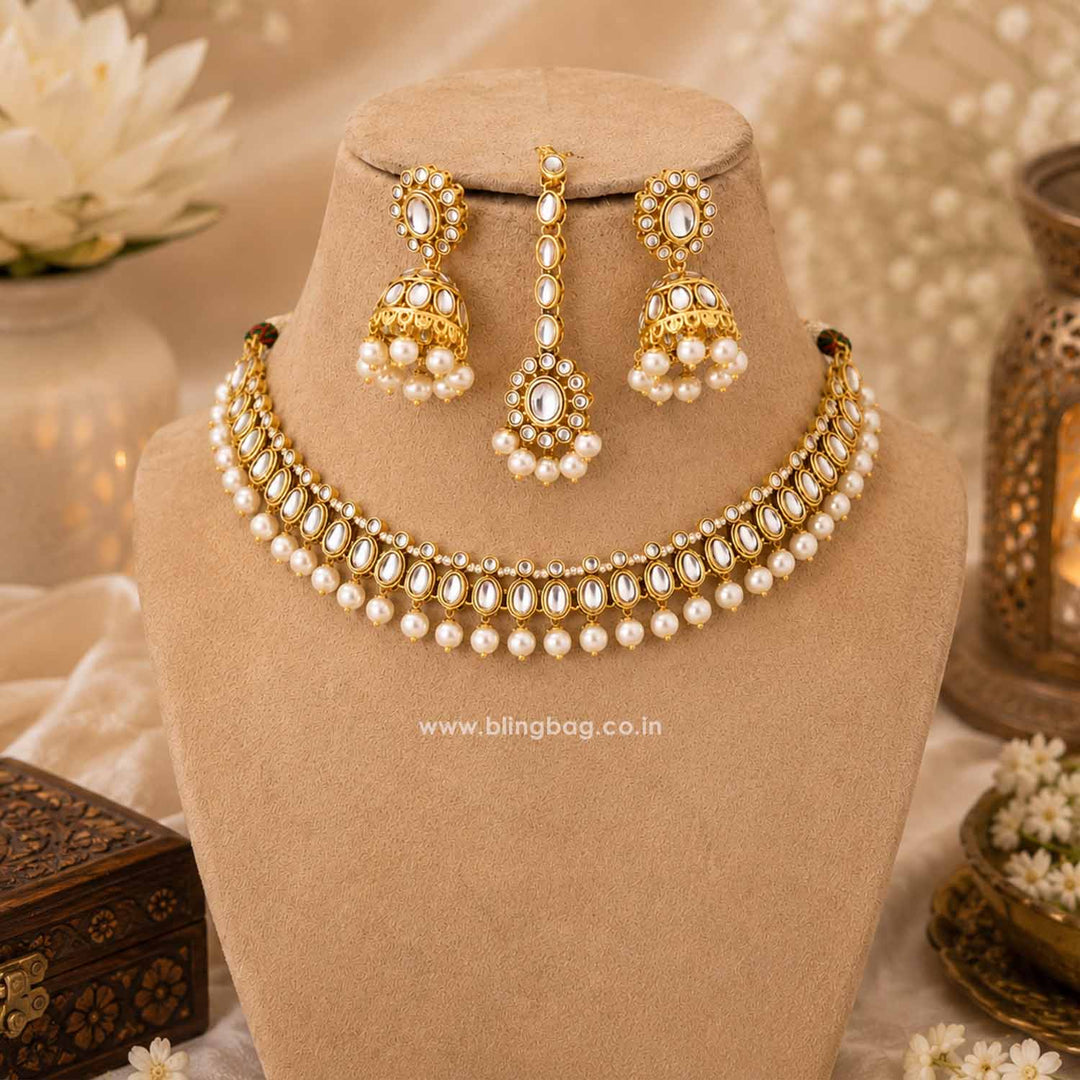 Ivory Saumira Kundan Jewellery Set