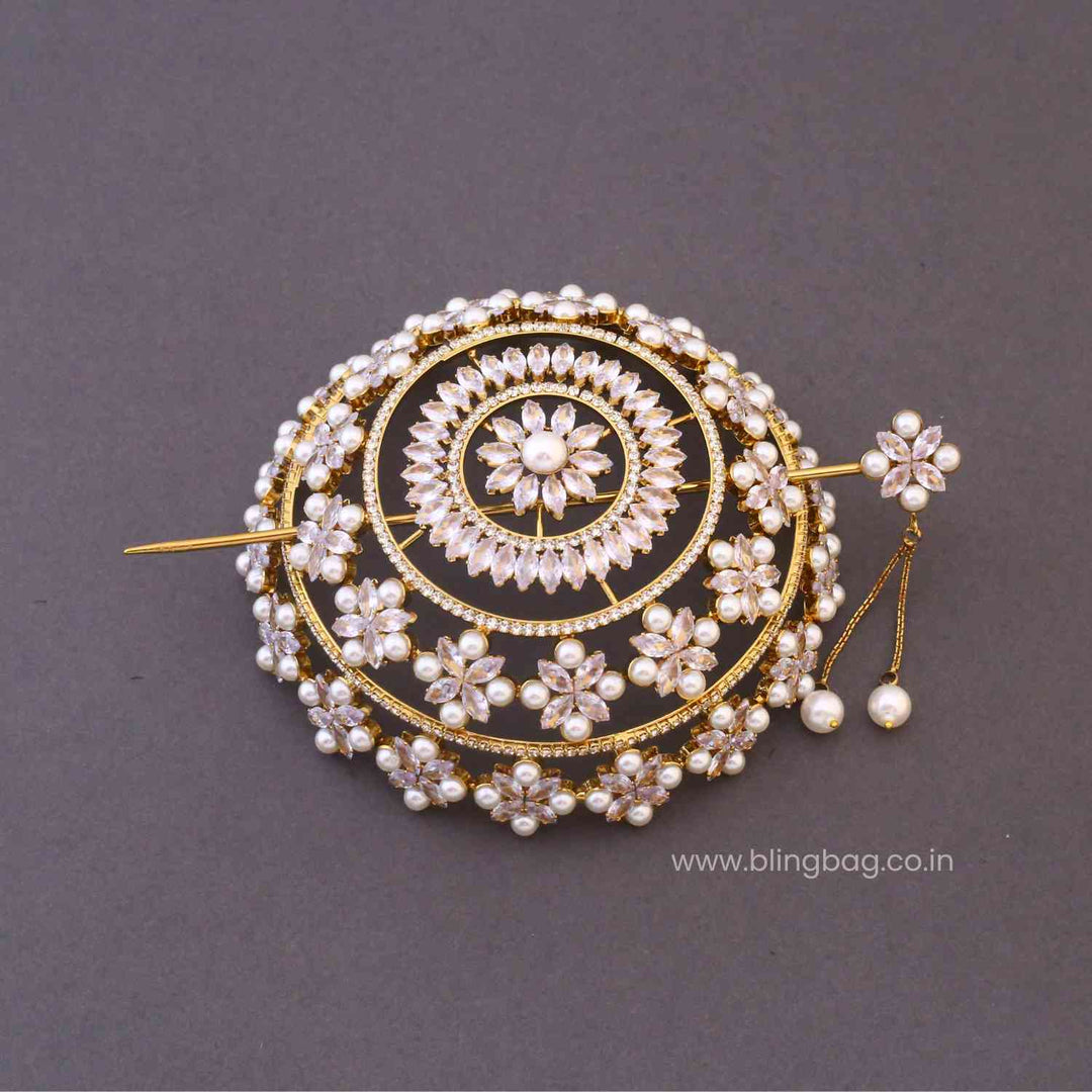 Ivory Sravani Zirconia Large Hair Bun Cage