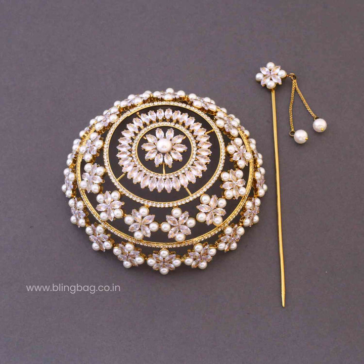 Ivory Sravani Zirconia Large Hair Bun Cage