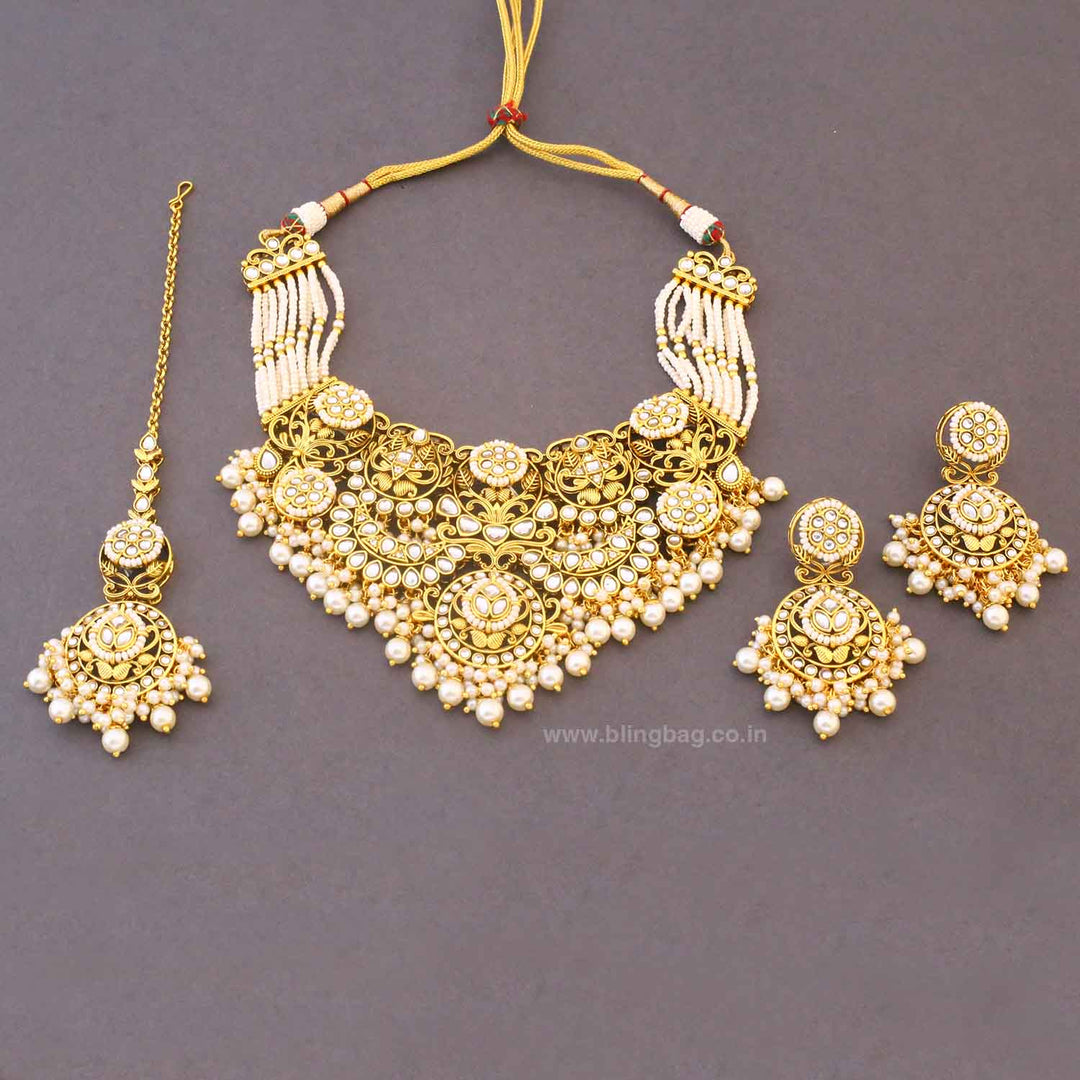 Ivory Sunaina Kundan Jewellery Set - New Arrival