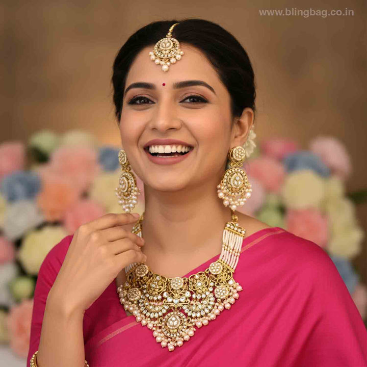 Ivory Sunaina Kundan Jewellery Set - New Arrival