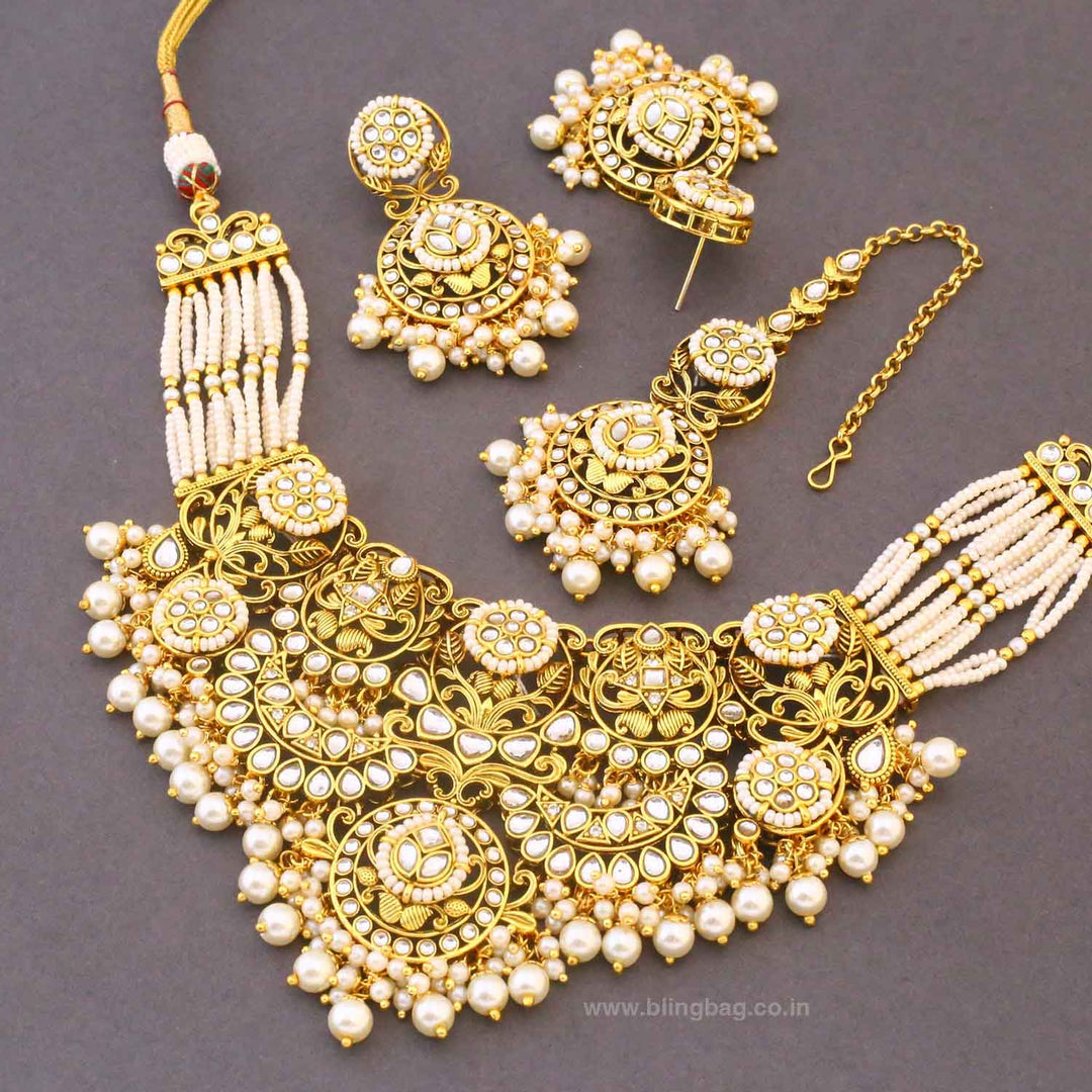 Ivory Sunaina Kundan Jewellery Set - New Arrival
