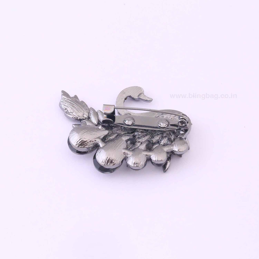 Jet Swan Brooch