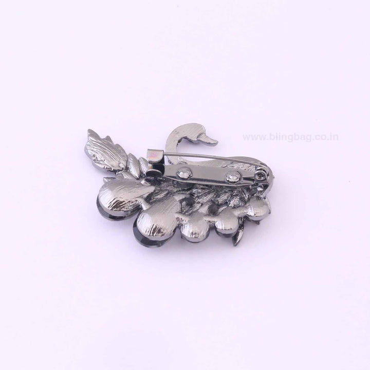 Jet Swan Brooch